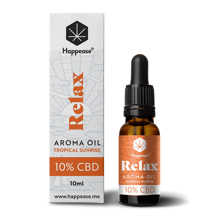 Ulei CBD 10% cu terpeni 'HAPPEASE' pentru relaxare | Tropical Sunrise - 10ml.