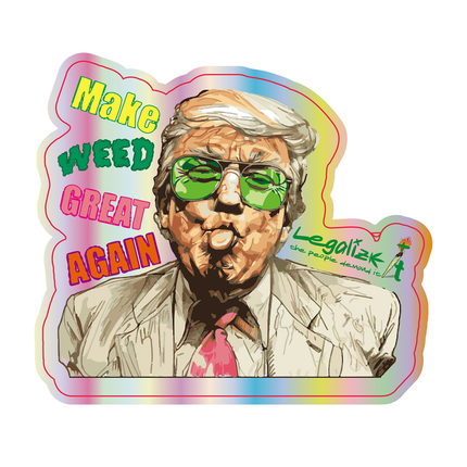 Sticker holografic 'LEGALIZEIT' M.W.G.A. | 7,91x9cm.