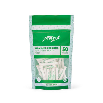 Filtre ‘PURIZE’ cu carbune activ ‘EXTRA LONG SLIM’ Albe | 6mm. – x50 ( x10 pungi )