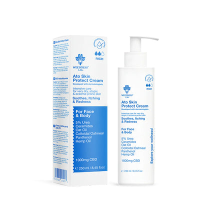 Crema cu CBD 'WEEDNESS CBD' pentru ten uscat, atopic și predispus la eczeme | 1000mg. - 250ml.