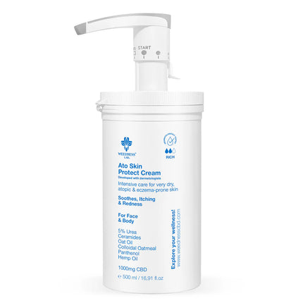 Crema cu CBD 'WEEDNESS CBD' pentru ten uscat, atopic și predispus la eczeme | 1000mg. - 500ml.