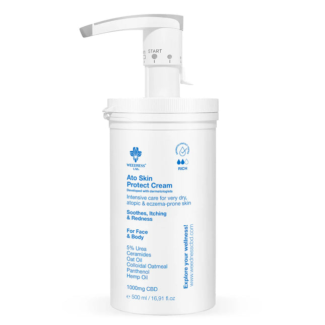 Crema cu CBD 'WEEDNESS CBD' pentru ten uscat, atopic și predispus la eczeme | 1000mg. - 500ml.