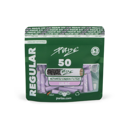 Filtre ‘PURIZE’ cu carbune activ ‘REGULAR’ Liliac | 9mm. – x50