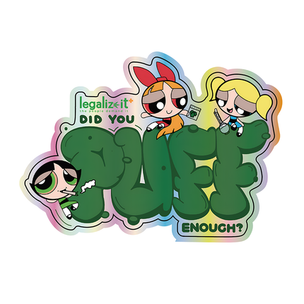 Sticker holografic 'LEGALIZEIT' Puff | 6,42x9cm.