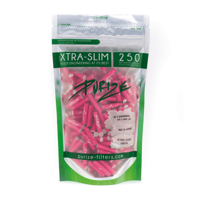 Filtre ‘PURIZE’ cu carbune activ ‘EXTRA SLIM’ Roz | 6mm. – x250